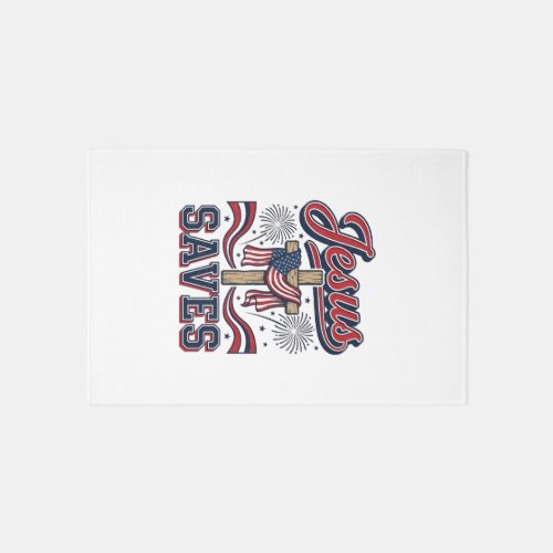 Jesus Saves Patriotic Christian Vintage Shirt Desi Rug
