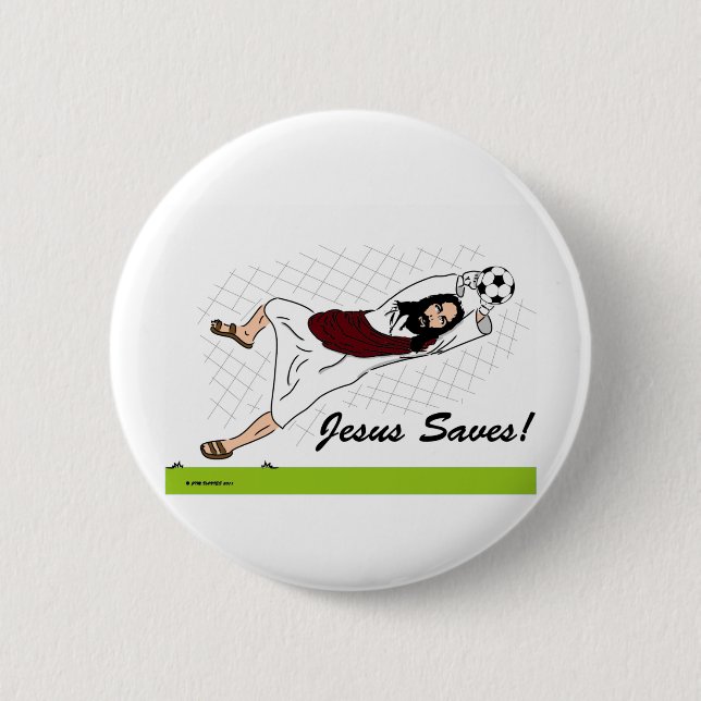 JESUS SAVES! PINBACK BUTTON (Front)