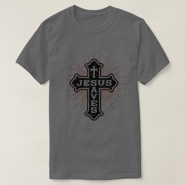 Jesus Saves Religious Holy Christian Cross Crucifi T-Shirt (Design Front)