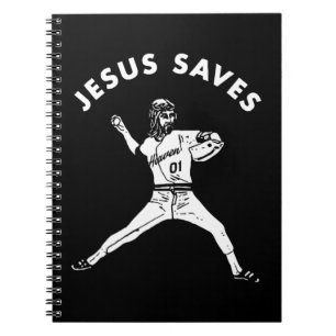 Jesus Saves Shirt Religious Christian Faith Baseba Notebook