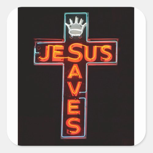 Jesus Saves Sign Square Sticker