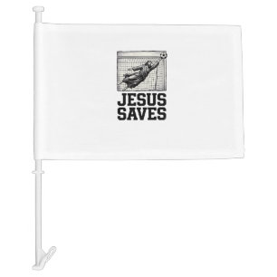 Jesus Saves Soccer Goalie Vintage Engraving Shirt_ Car Flag