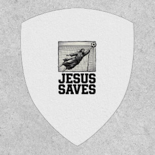 Jesus Saves Soccer Goalie Vintage Engraving Shirt_ Patch