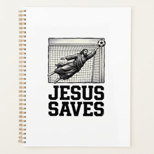 Jesus Saves Soccer Goalie Vintage Engraving Shirt_ Planner