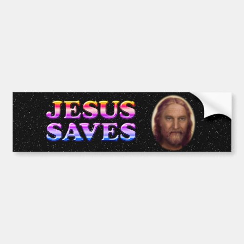 Jesus Saves_ Stacked wJesus_ Bumper Sticker
