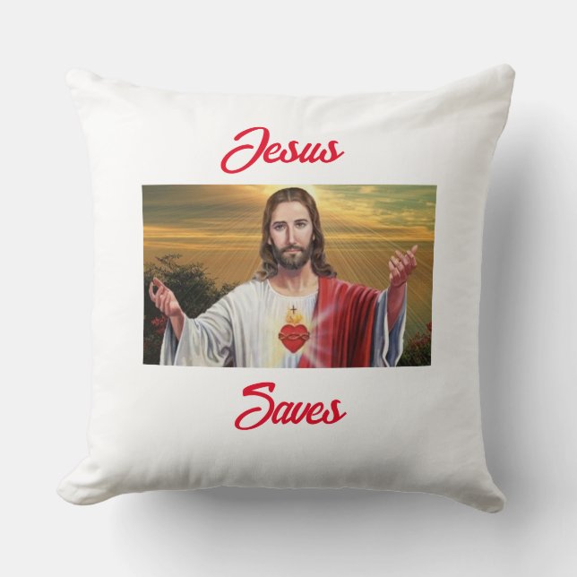 Jesus Saves Throw Pillow (Front)