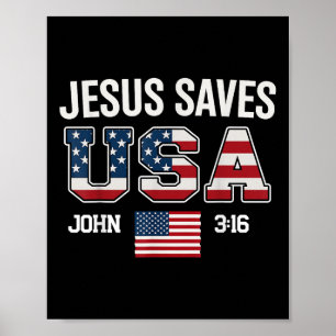 Jesus Saves Usa Christian Cross God Faith Bible Us Poster