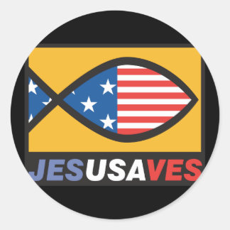 Jesus Saves USA Classic Round Sticker