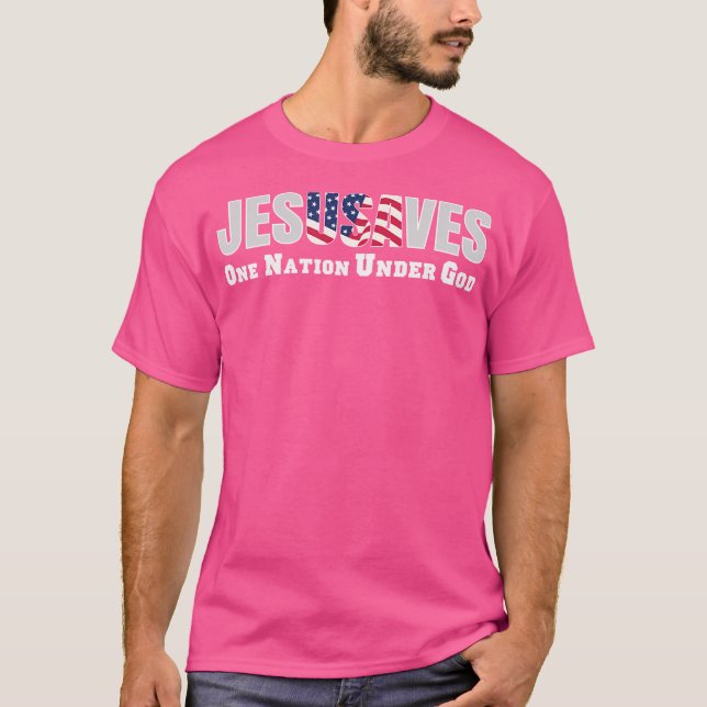 Jesus Saves Usa One Nation Under God Christian Bib T-Shirt (Front)
