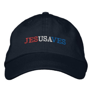 Jesus Saves USA Tri-Color Embroidery Embroidered Baseball Cap