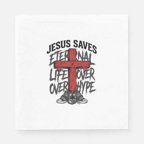 Jesus Saves Vintage Cross Christian Streetwear Shi Napkins