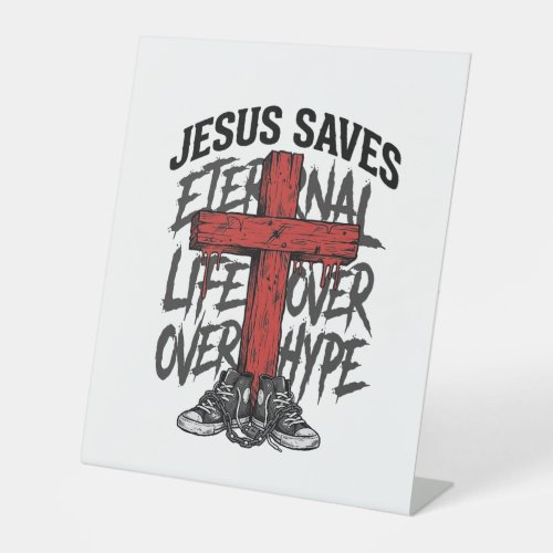 Jesus Saves Vintage Cross Christian Streetwear Shi Pedestal Sign