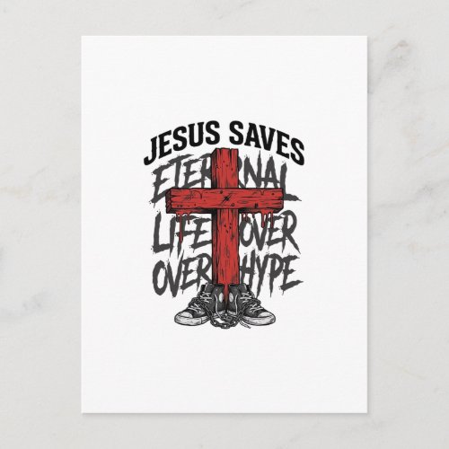 Jesus Saves Vintage Cross Christian Streetwear Shi Postcard