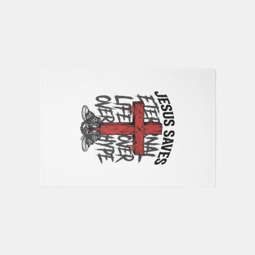 Jesus Saves Vintage Cross Christian Streetwear Shi Rug