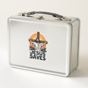 Jesus Saves Vintage Engraving Faith Shirt (1) Metal Lunch Box