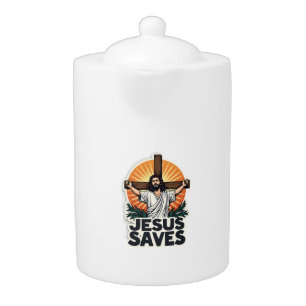 Jesus Saves Vintage Engraving Faith Shirt (1) Teapot