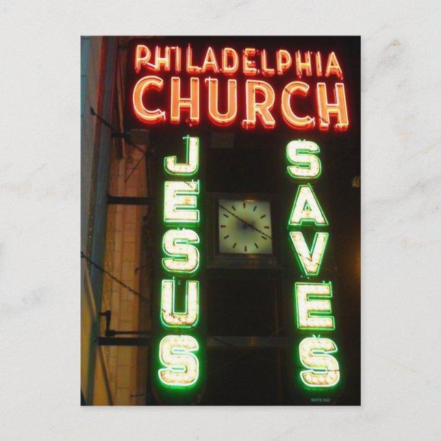 Jesus Saves Vintage Neon Sign Post Card (Front)
