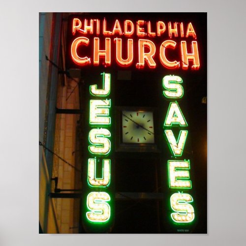 Jesus Saves Vintage Neon Sign Poster