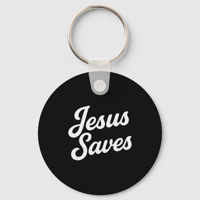 Jesus Saves Vintage Script  Keychain (Front)