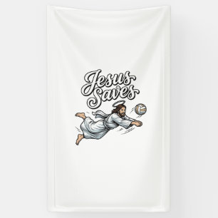 Jesus Saves Volleyball Vintage Christian Shirt Banner