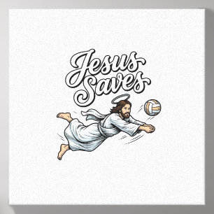 Jesus Saves Volleyball Vintage Christian Shirt Canvas Photo Tile