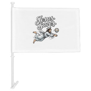 Jesus Saves Volleyball Vintage Christian Shirt Car Flag