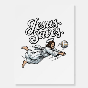 Jesus Saves Volleyball Vintage Christian Shirt Foam Board