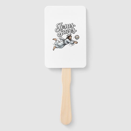 Jesus Saves Volleyball Vintage Christian Shirt Hand Fan