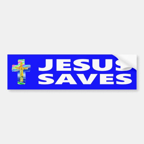 Jesus Saves With Christian Cross Bumper Sticker