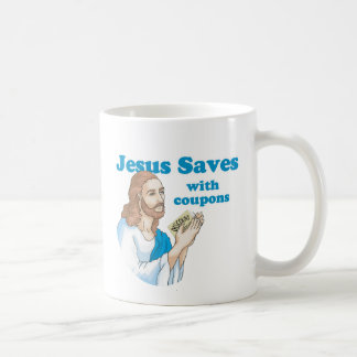 Jesus saves with coupons coffee mug
