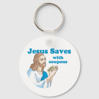 Jesus saves with coupons keychain