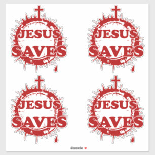 Jesus Saves with Cross and Crown of Thorns Sticker