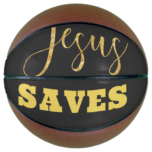 Jesus Saves Yellow Gold Glitter Basketball