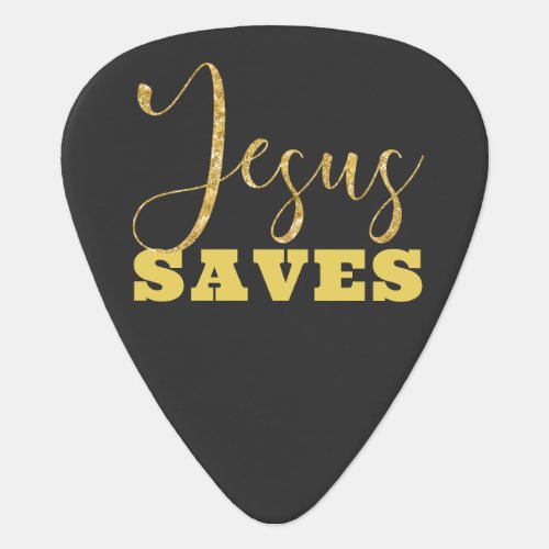 Jesus Saves Yellow Gold Glitter Guitar Pick