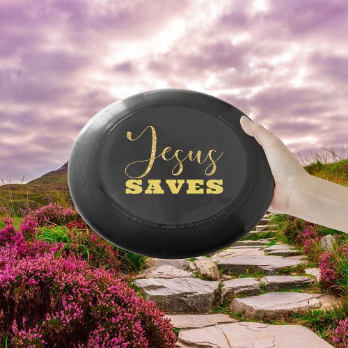 Jesus Saves Yellow Gold Glitter Wham_O Frisbee