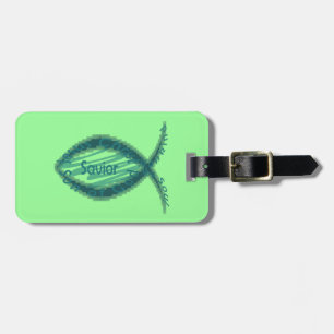 Jesus Savior Christian Fish Symbol Luggage Tag