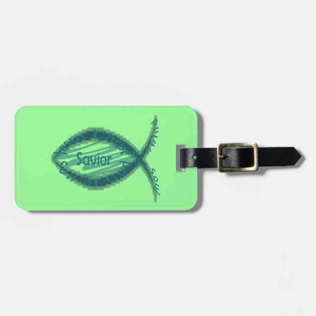 Jesus Savior Christian Fish Symbol Luggage Tag (Front Horizontal)