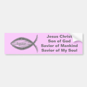 Jesus Savior Fish Symbol Bumper Sticker