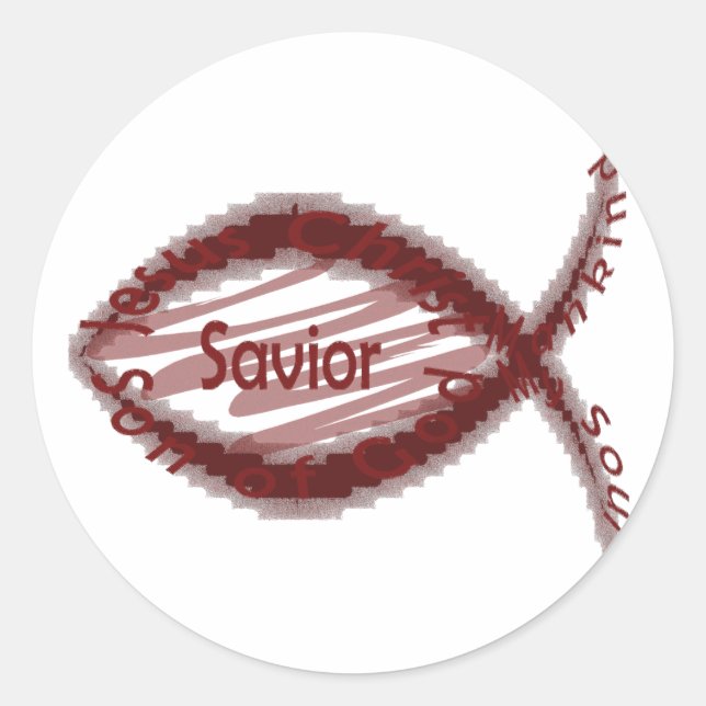 Jesus Savior Fish Symbol Classic Round Sticker (Front)