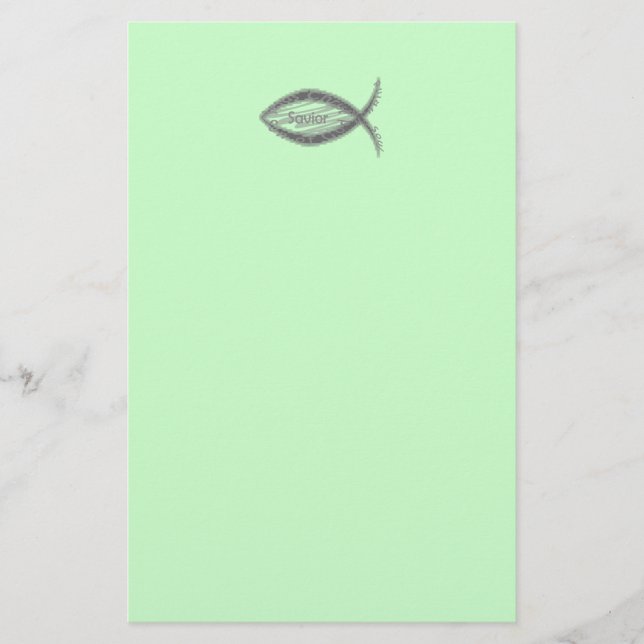 Jesus Savior Fish Symbol Stationery (Front)