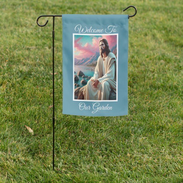 Jesus Savior in Reflection Garden Flag (In SItu)