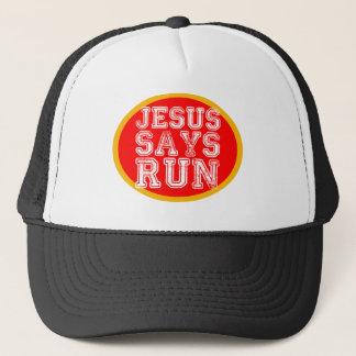 jesus says run trucker hat