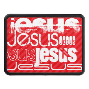 Jesus; Scarlet Red Stripes Tow Hitch Cover