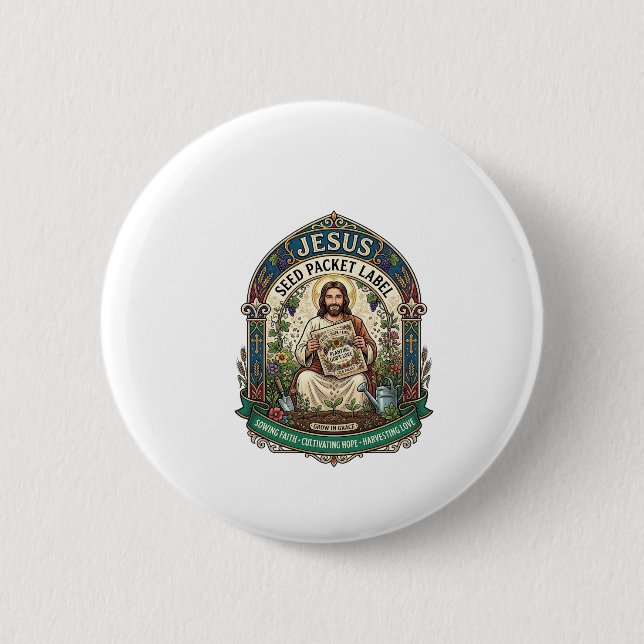 Jesus Seed Packet Label Jesus Seed Packet Christia Button (Front)