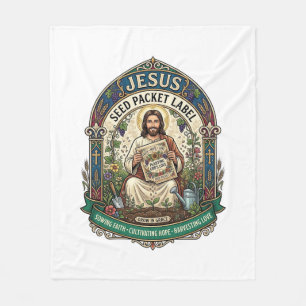Jesus Seed Packet Label Jesus Seed Packet Christia Fleece Blanket