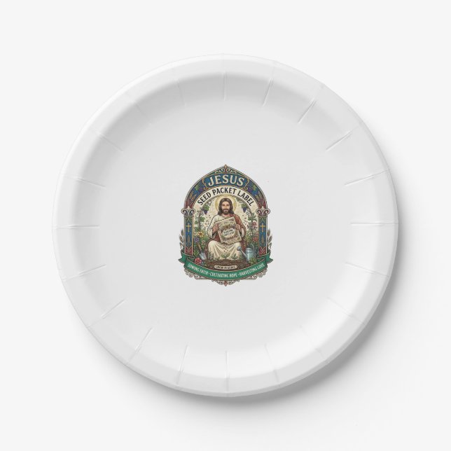 Jesus Seed Packet Label Jesus Seed Packet Christia Paper Plates (Front)