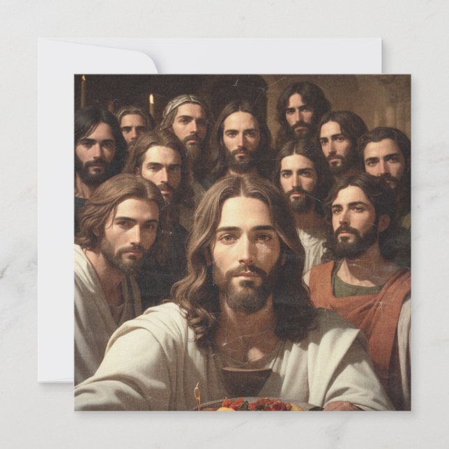 Jesus selfies with 12 disciples card (Front)