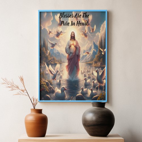Jesus Serene Heaven of Ducks Poster