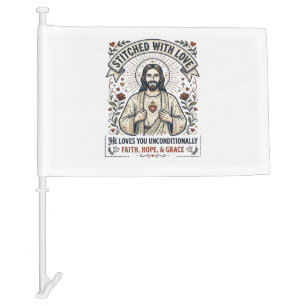 Jesus Sewing Quilting Shirt Christian Graphic_1 Car Flag