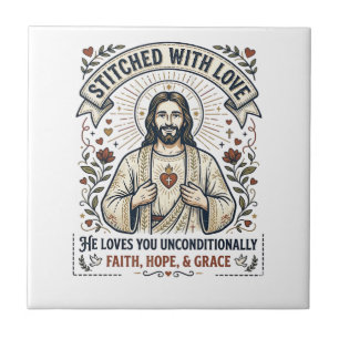 Jesus Sewing Quilting Shirt Christian Graphic_1 Ceramic Tile